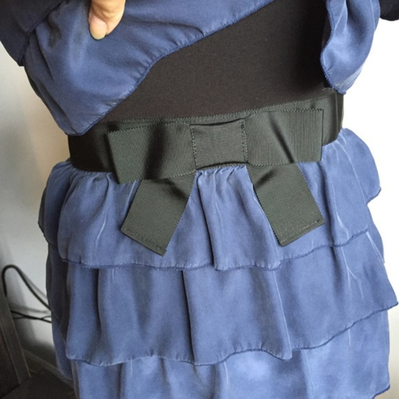 Anthropologie | Bordeaux Ruffle Tank Silk Feel Blouse with Bow at Waist - Picture 4 of 5